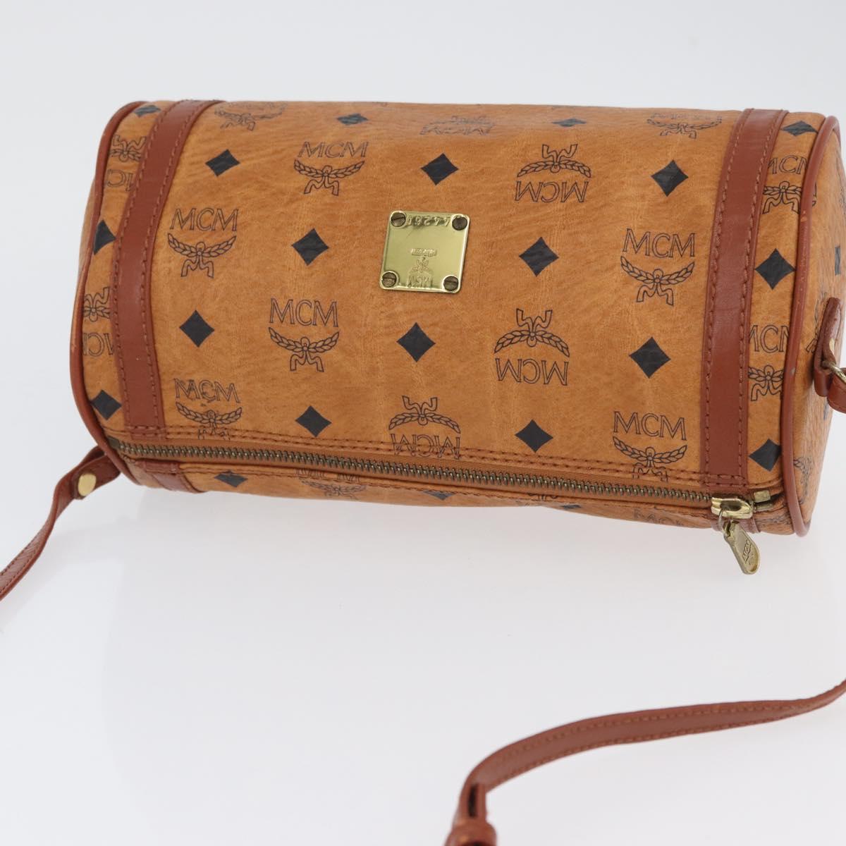 MCM Vicetos Logogram Shoulder Bag PVC Leather Brown Gold Auth SW2164A
