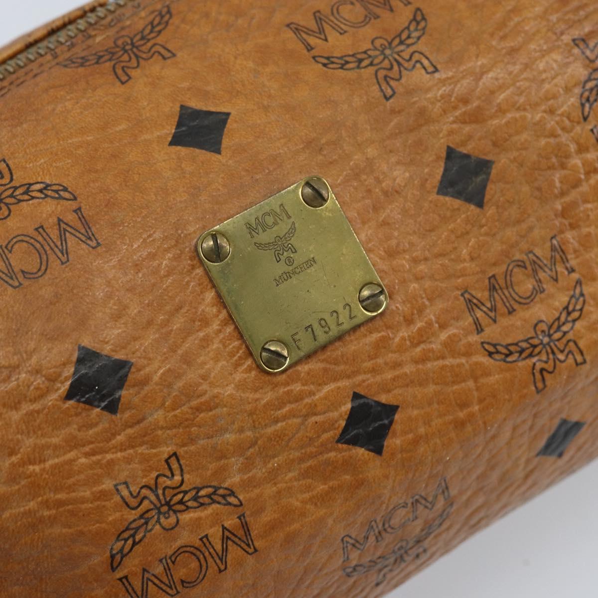 MCM Vicetos Logogram Shoulder Bag PVC Leather Brown Gold Auth SW2165