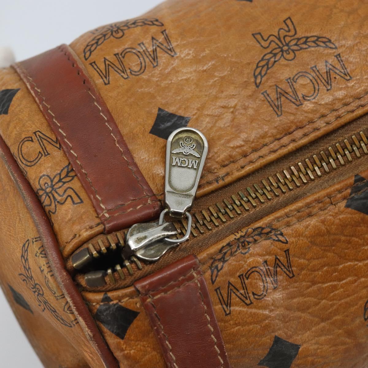 MCM Vicetos Logogram Shoulder Bag PVC Leather Brown Gold Auth SW2165