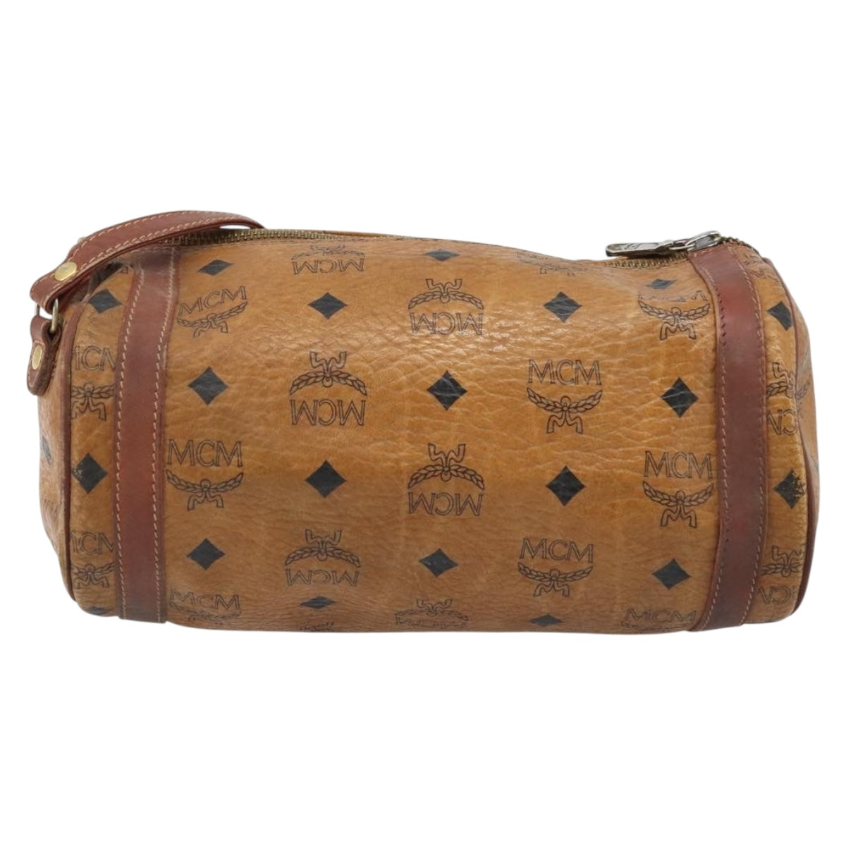 MCM Vicetos Logogram Shoulder Bag PVC Leather Brown Gold Auth SW2165