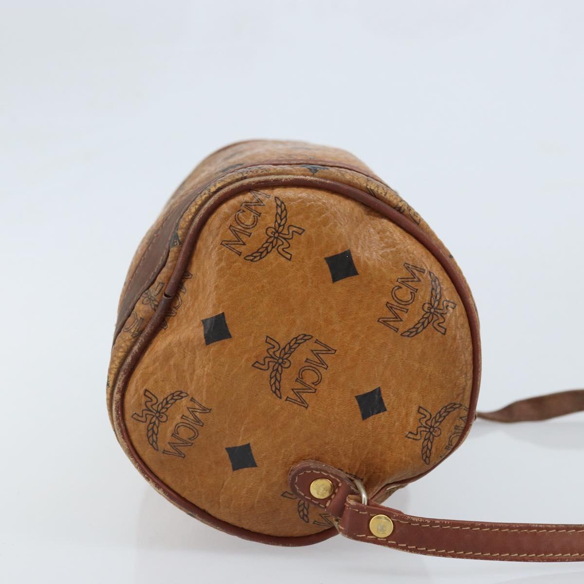 MCM Vicetos Logogram Shoulder Bag PVC Leather Brown Gold Auth SW2165