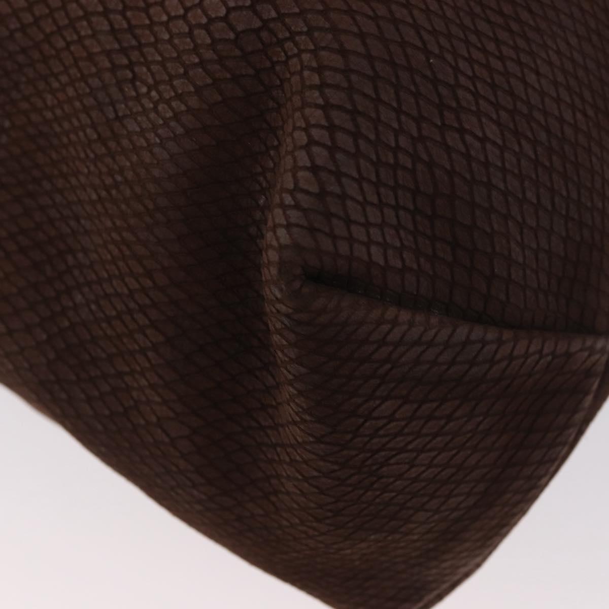 LOEWE Hand Bag Suede Brown Gold Auth SW2166