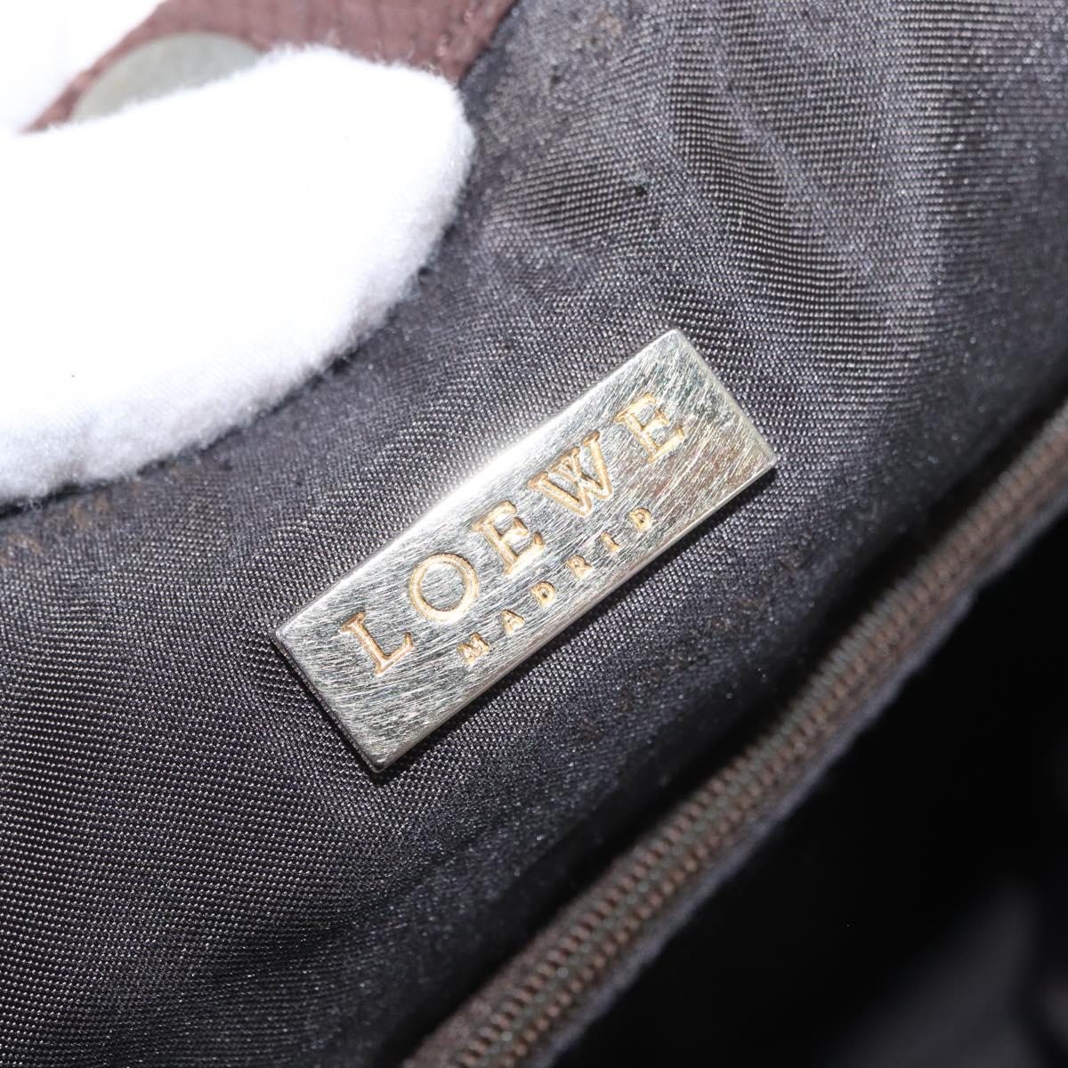 LOEWE Hand Bag Suede Brown Gold Auth SW2166