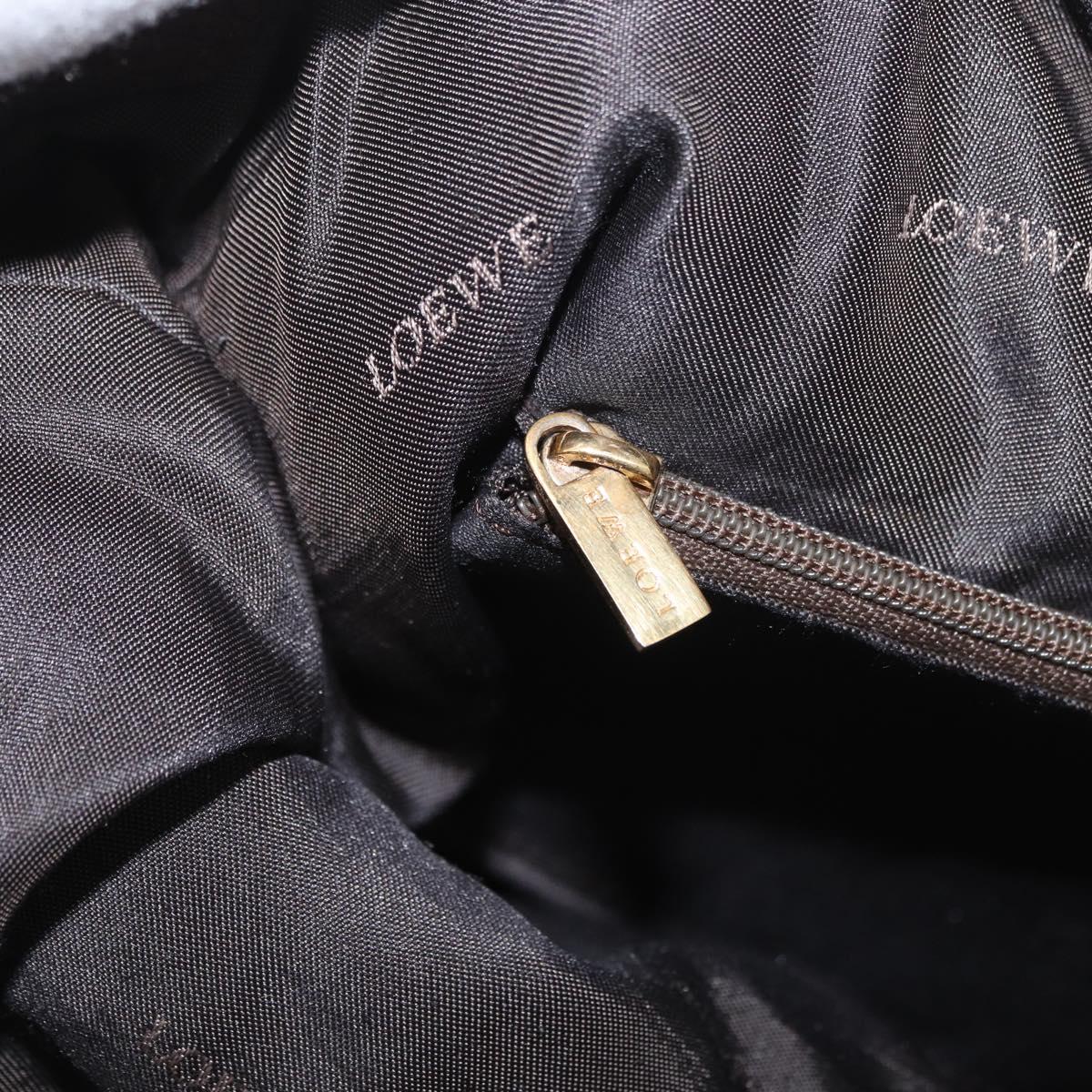 LOEWE Hand Bag Suede Brown Gold Auth SW2166