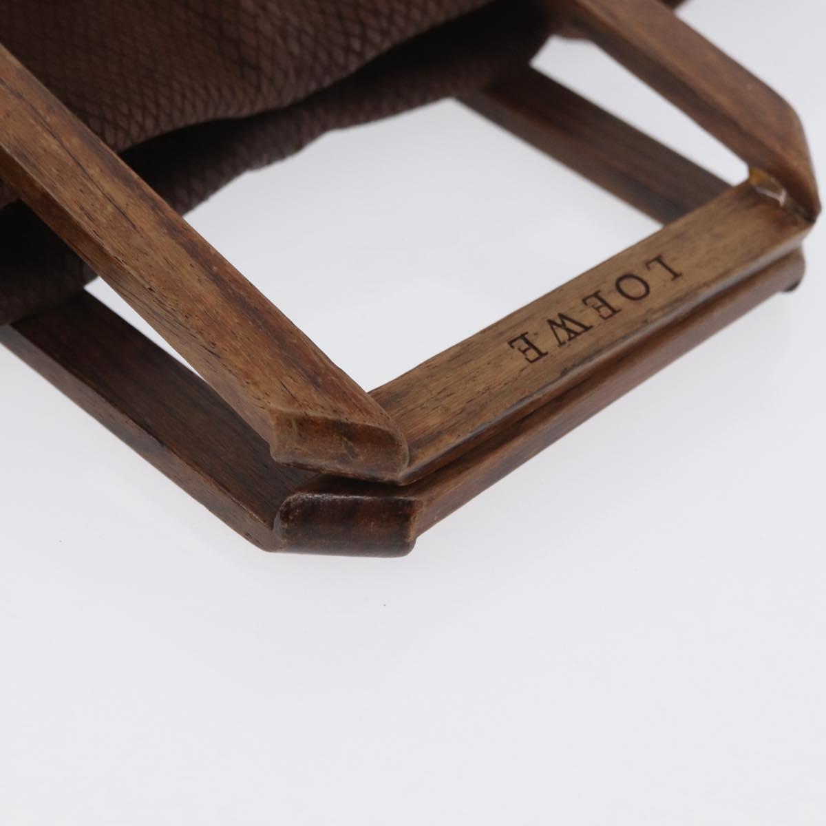 LOEWE Hand Bag Suede Brown Gold Auth SW2166