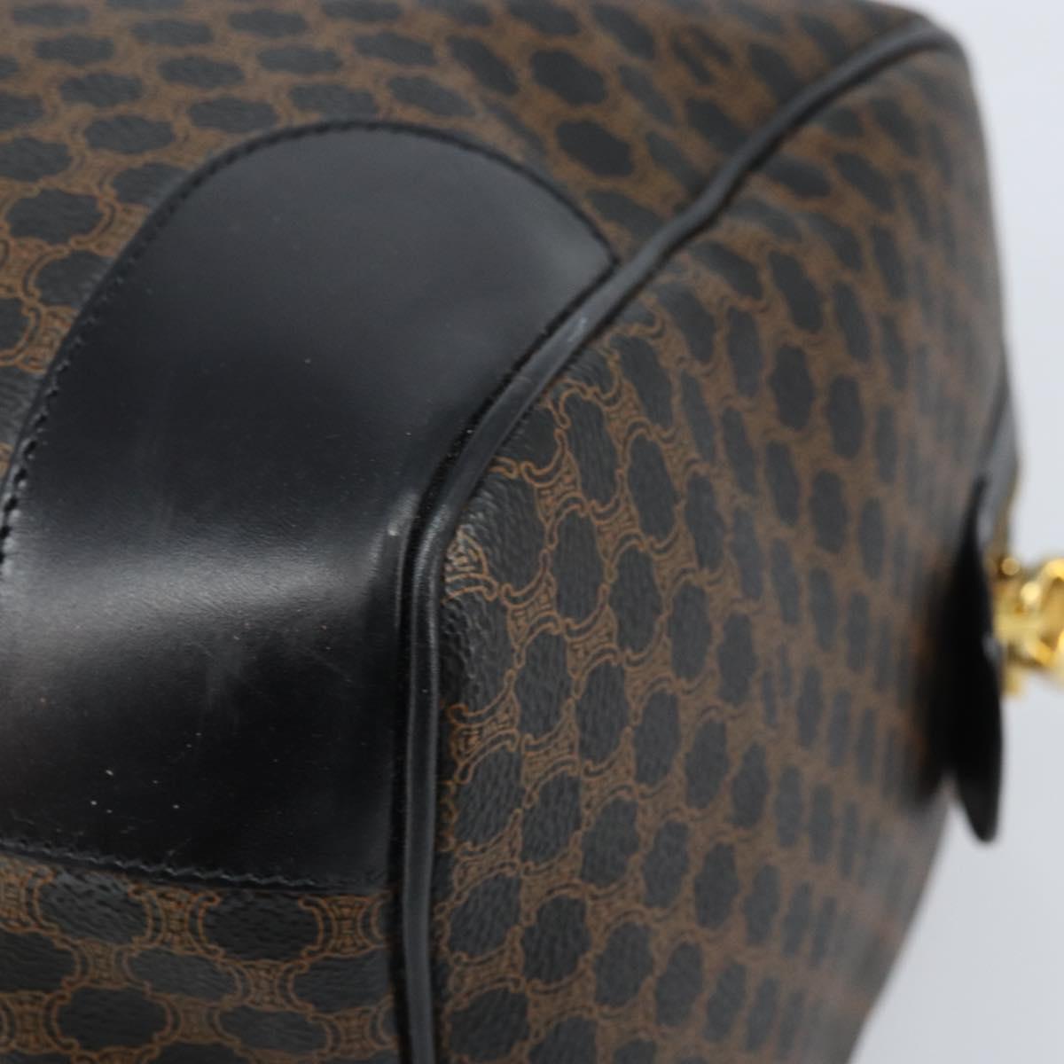 CELINE Macadam Canvas Hand Bag PVC Leather Black Gold Auth SW2168A