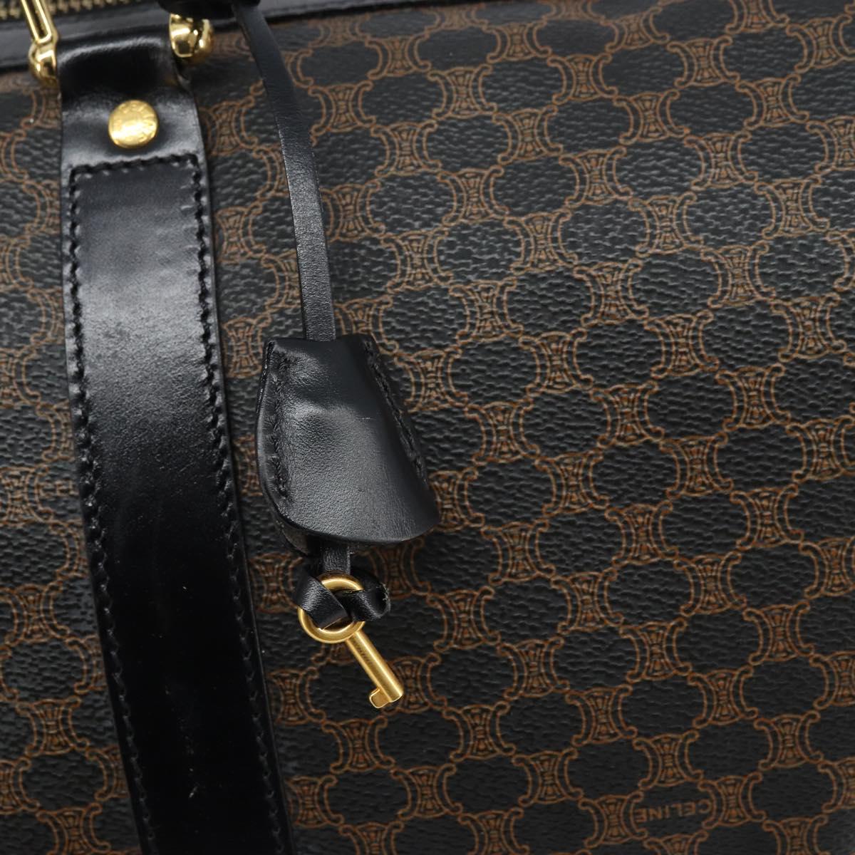 CELINE Macadam Canvas Hand Bag PVC Leather Black Gold Auth SW2168A