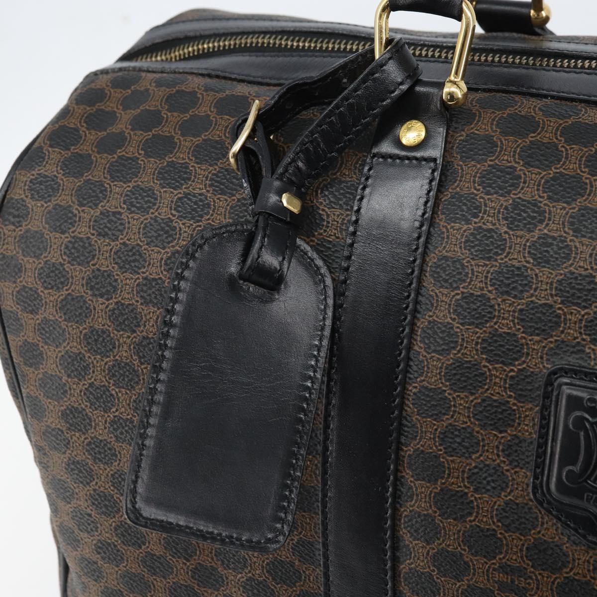 CELINE Macadam Canvas Hand Bag PVC Leather Black Gold Auth SW2168A