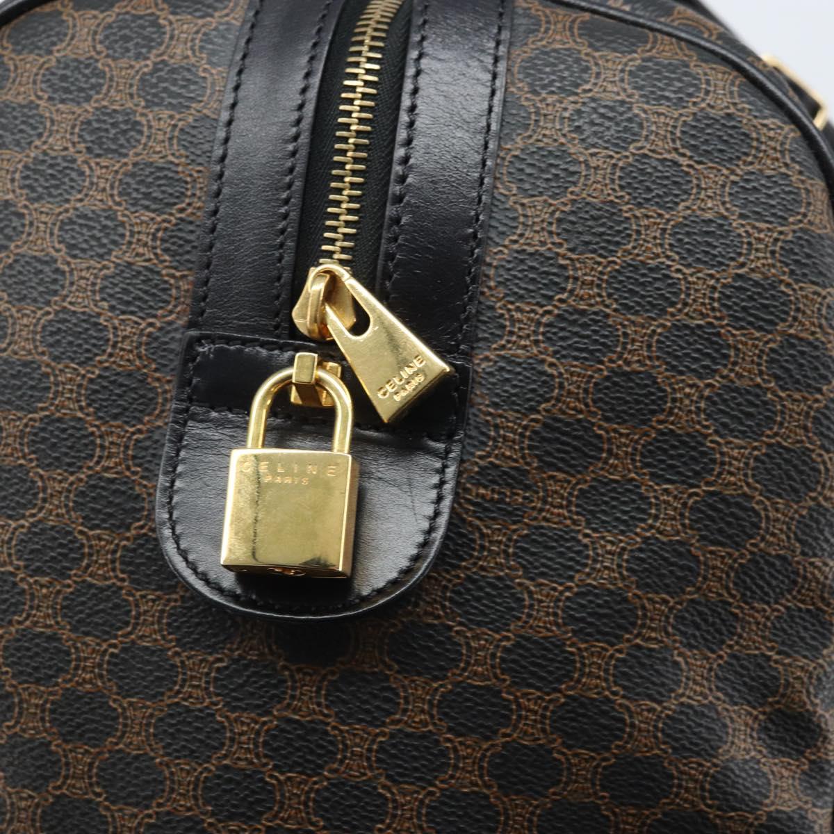 CELINE Macadam Canvas Hand Bag PVC Leather Black Gold Auth SW2168A