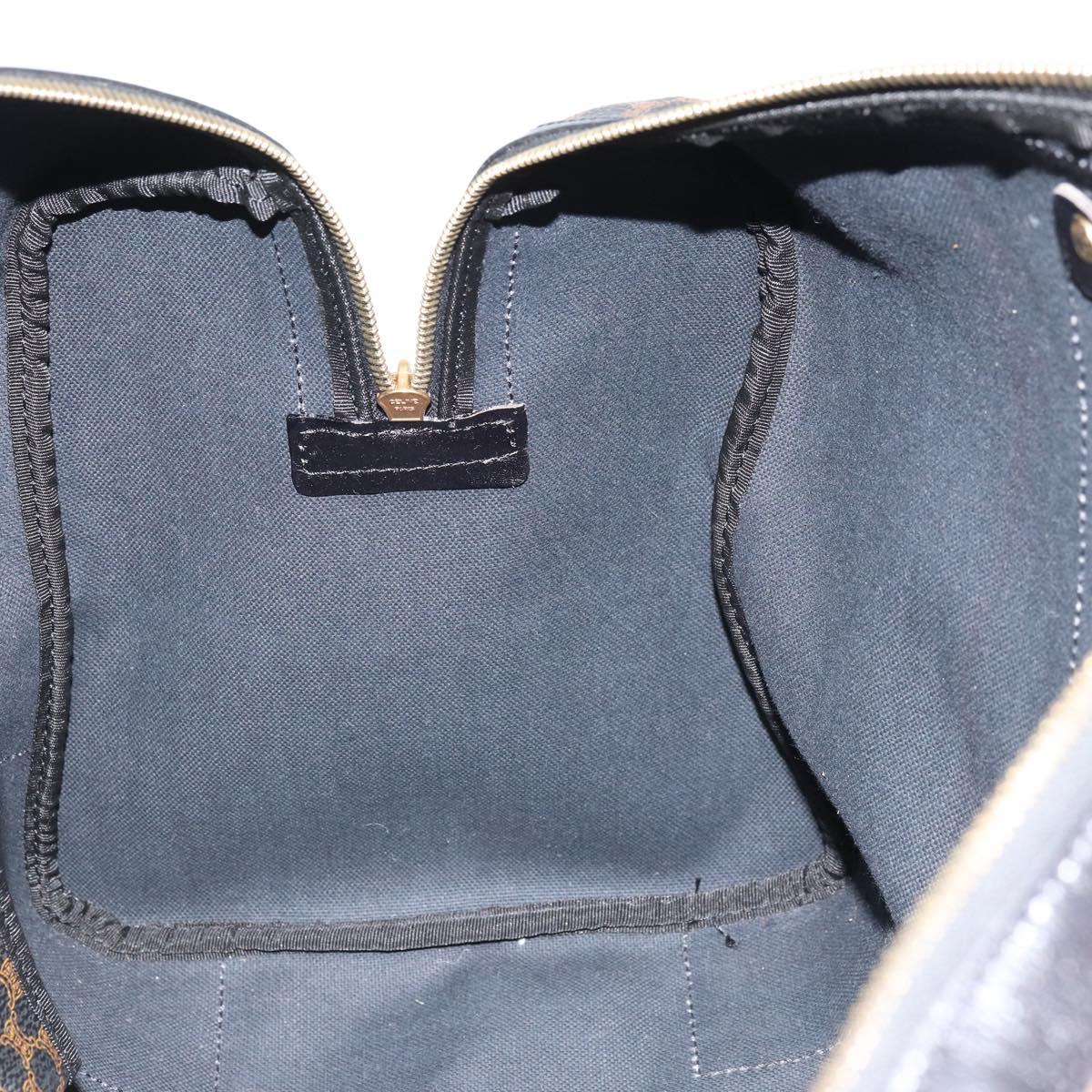 CELINE Macadam Canvas Hand Bag PVC Leather Black Gold Auth SW2168A