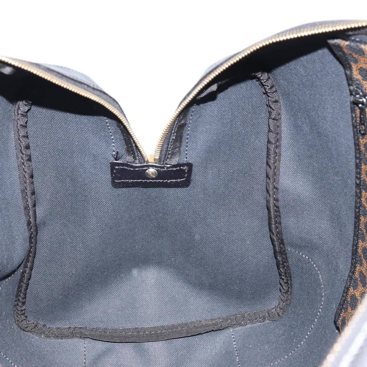 CELINE Macadam Canvas Hand Bag PVC Leather Black Gold Auth SW2168A