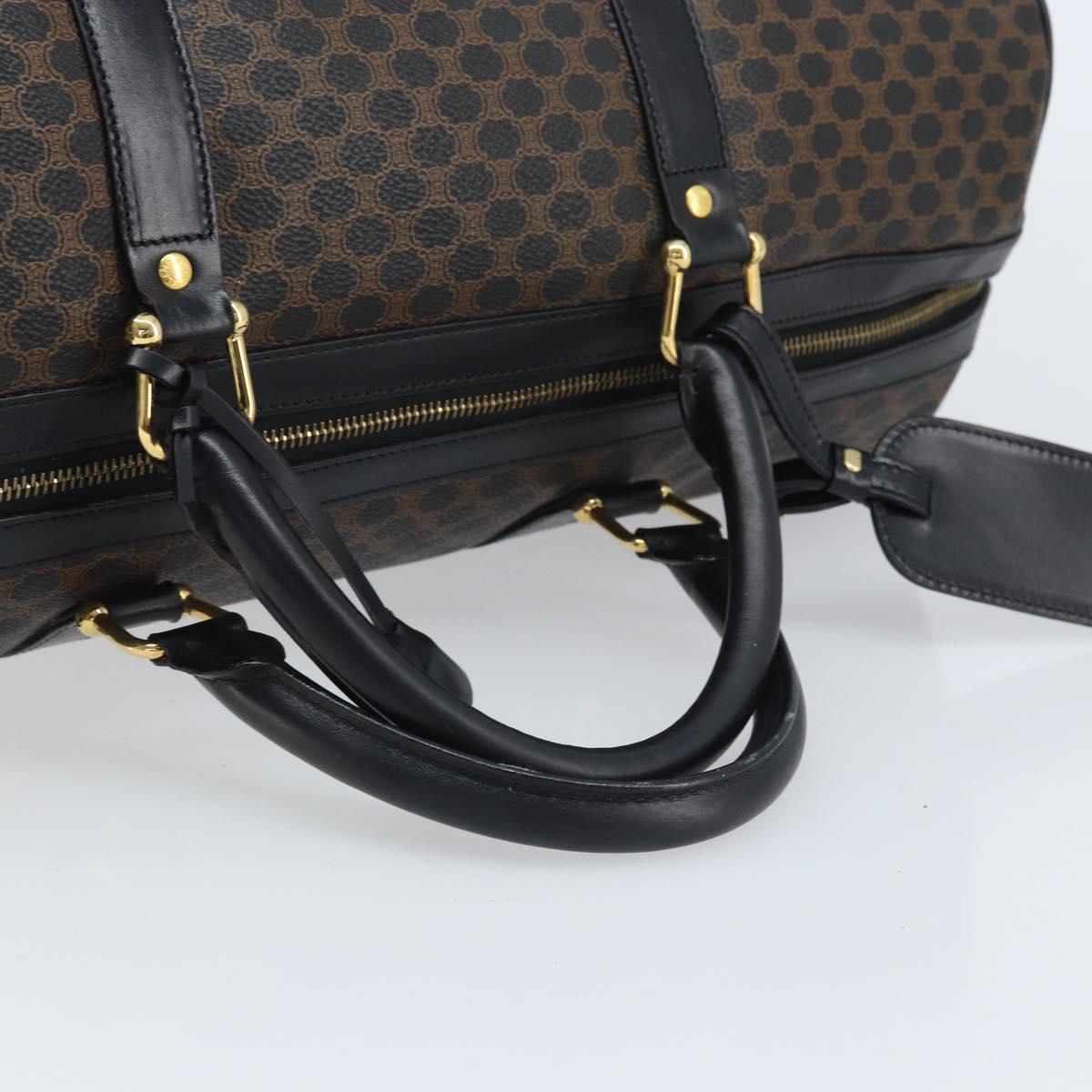 CELINE Macadam Canvas Hand Bag PVC Leather Black Gold Auth SW2168A