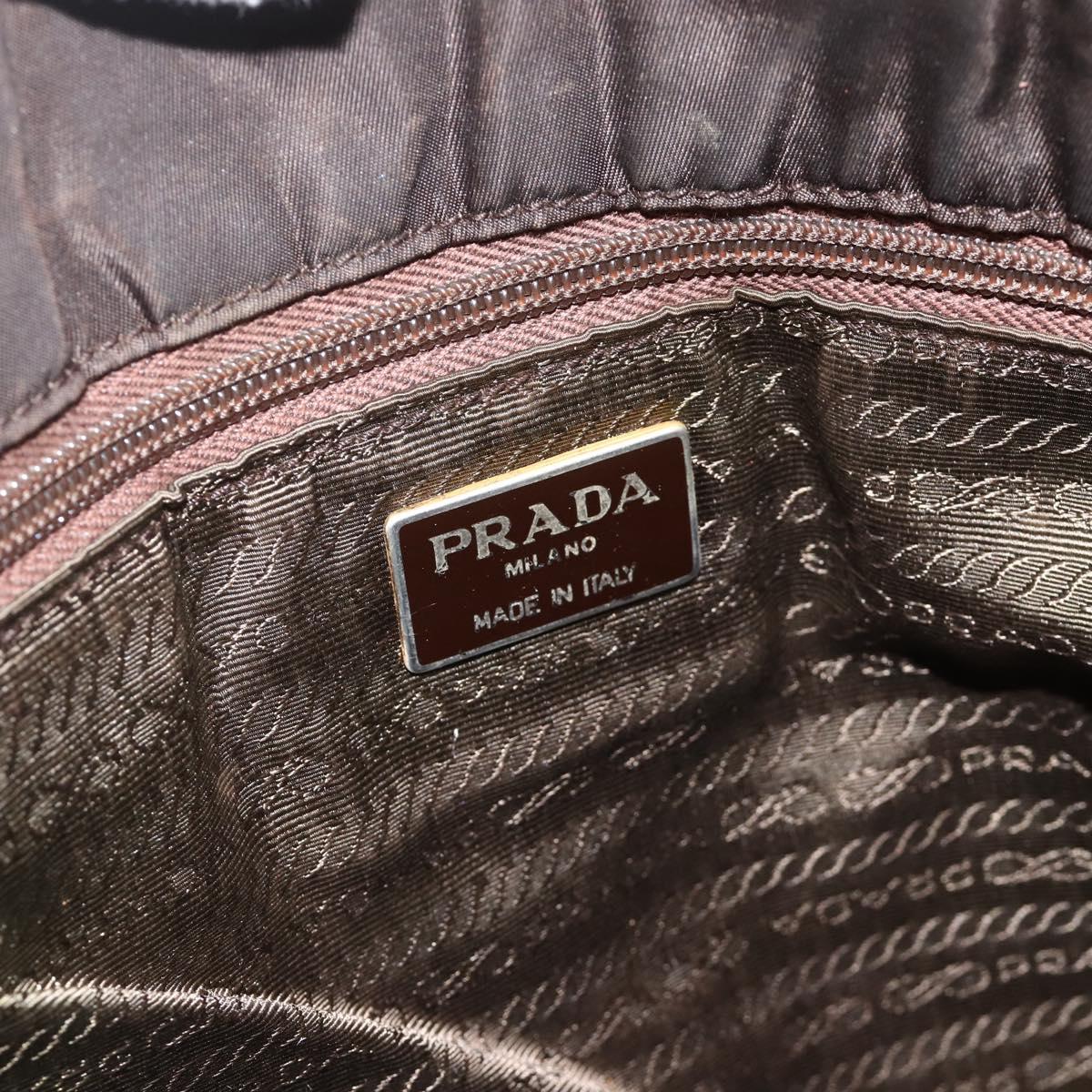 PRADA Tote Bag Nylon Brown Silver Auth SW2170