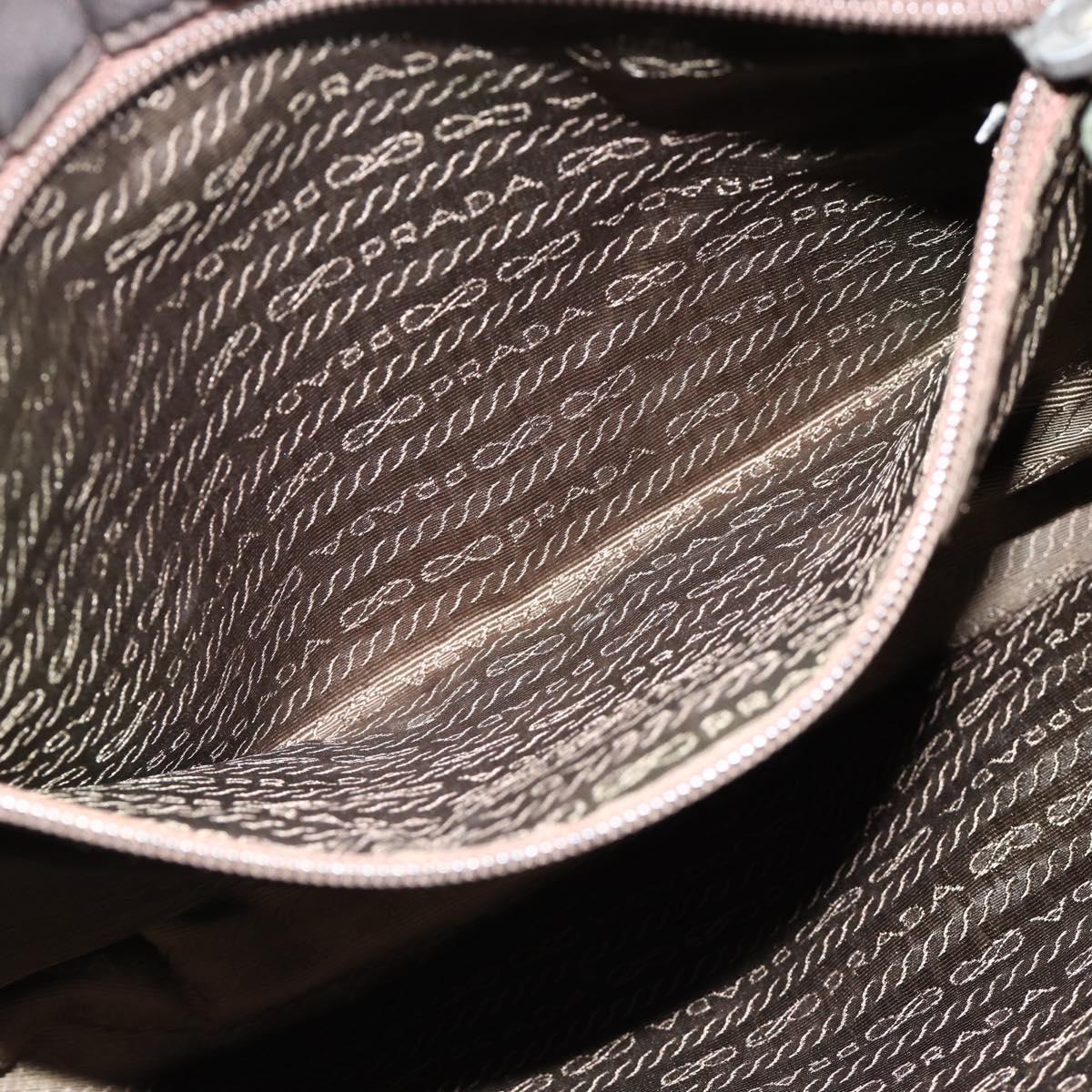 PRADA Tote Bag Nylon Brown Silver Auth SW2170