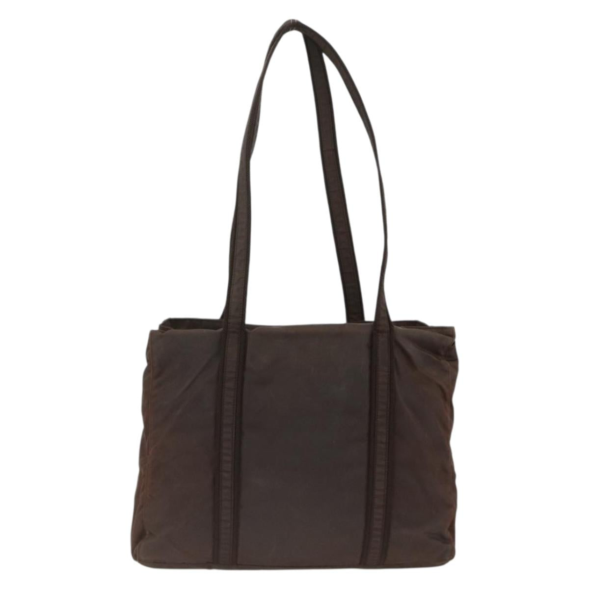 PRADA Tote Bag Nylon Brown Silver Auth SW2170