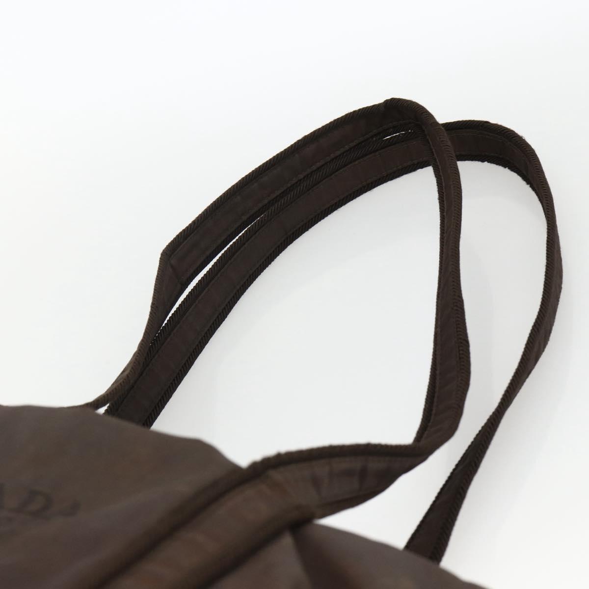 PRADA Tote Bag Nylon Brown Silver Auth SW2170