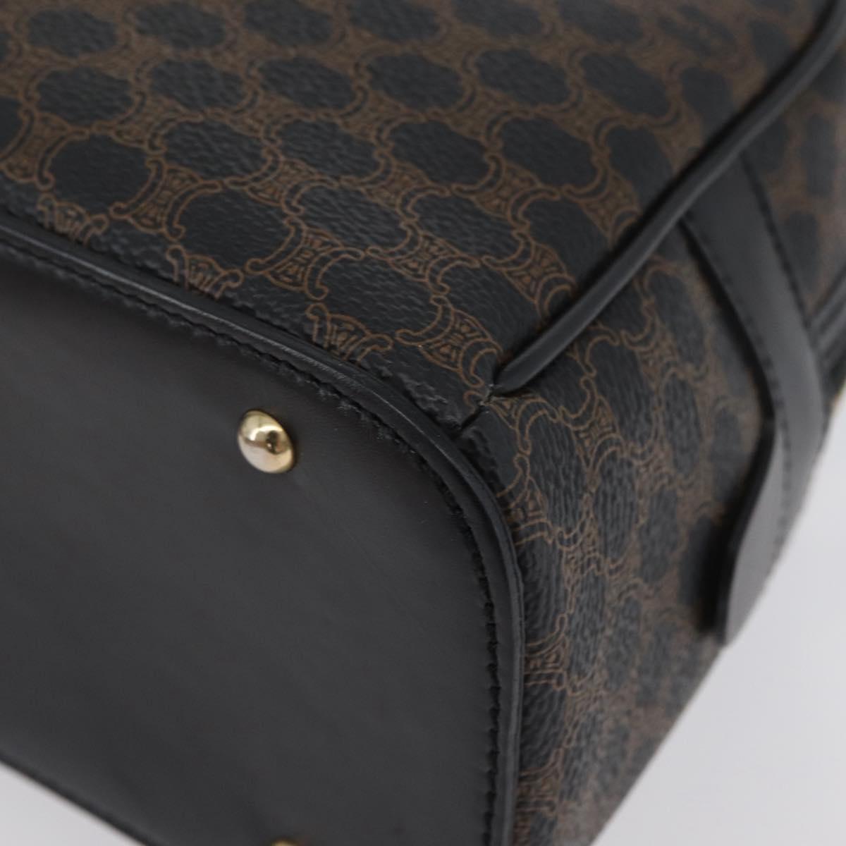 CELINE Macadam Canvas Hand Bag PVC Leather Black Gold Auth SW2171A