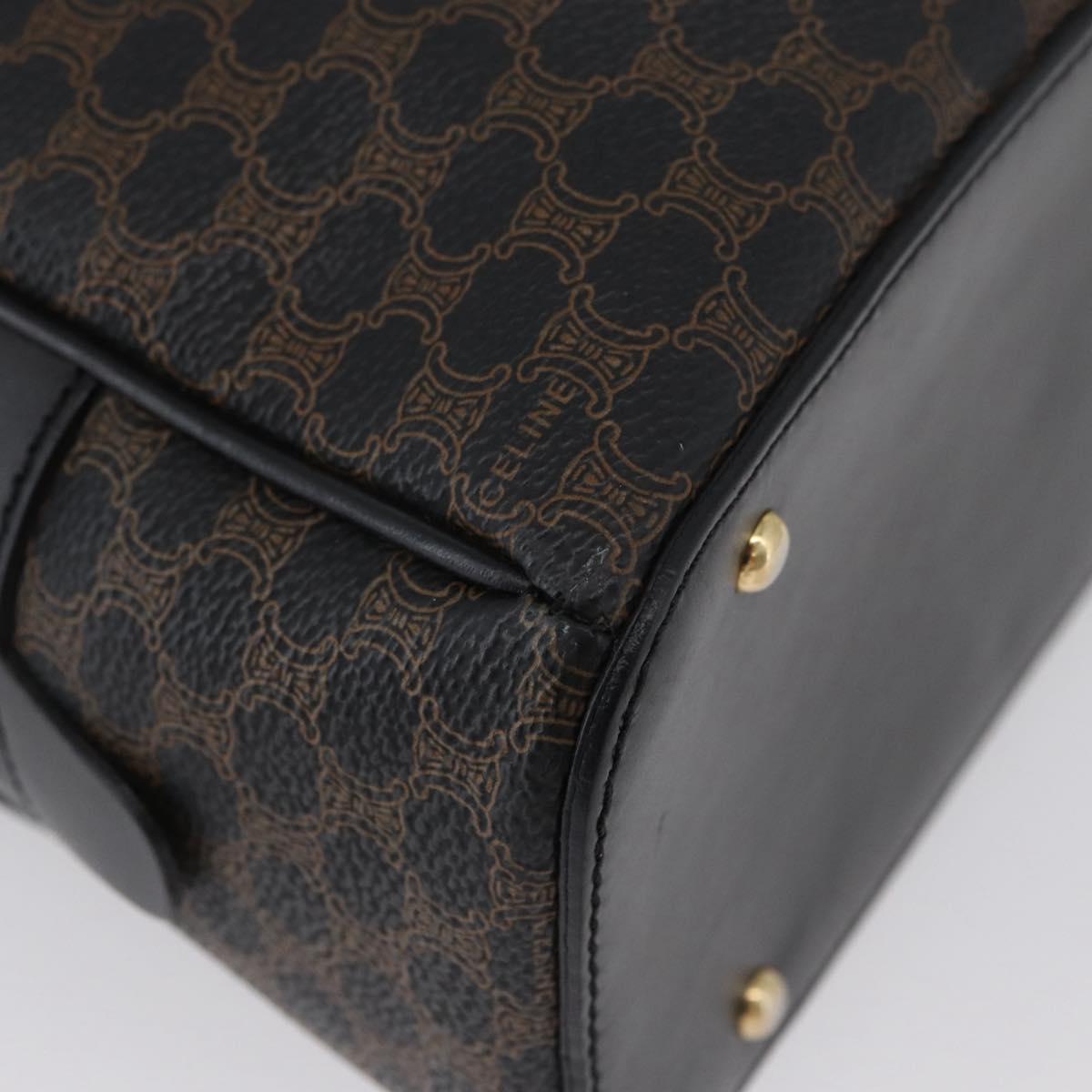 CELINE Macadam Canvas Hand Bag PVC Leather Black Gold Auth SW2171A