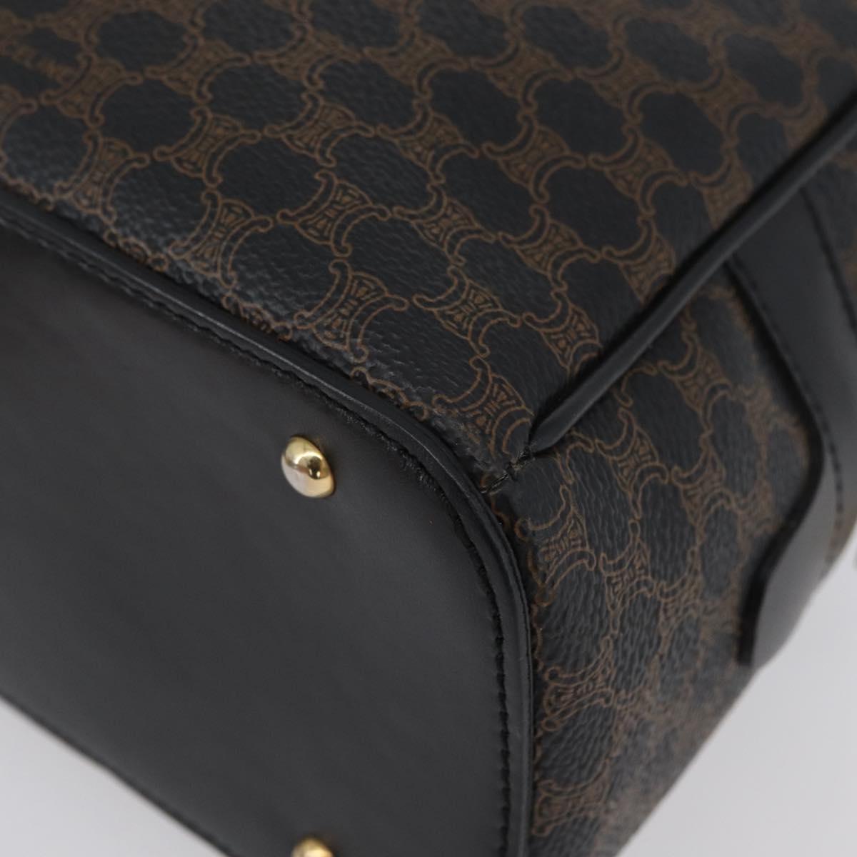 CELINE Macadam Canvas Hand Bag PVC Leather Black Gold Auth SW2171A