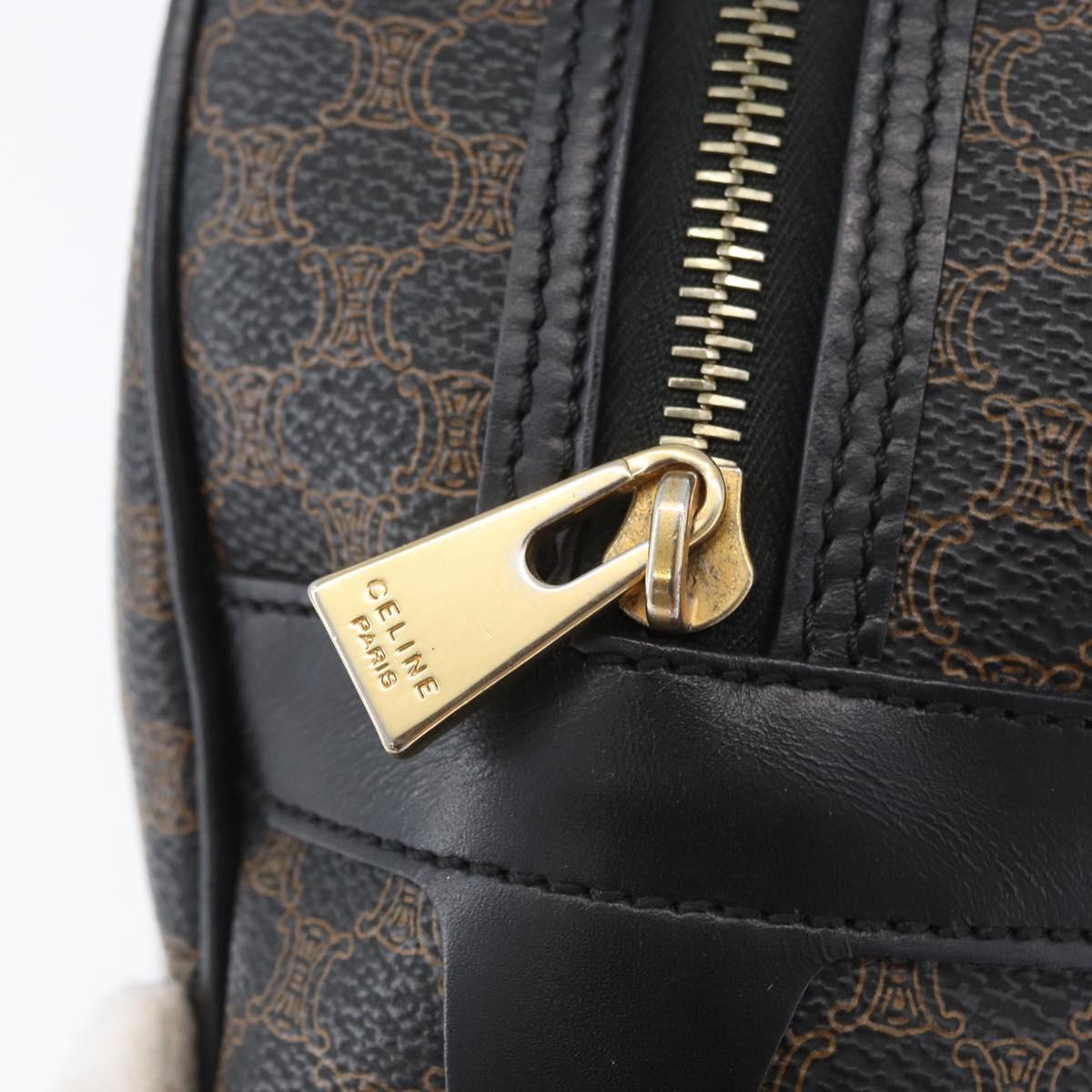 CELINE Macadam Canvas Hand Bag PVC Leather Black Gold Auth SW2171A
