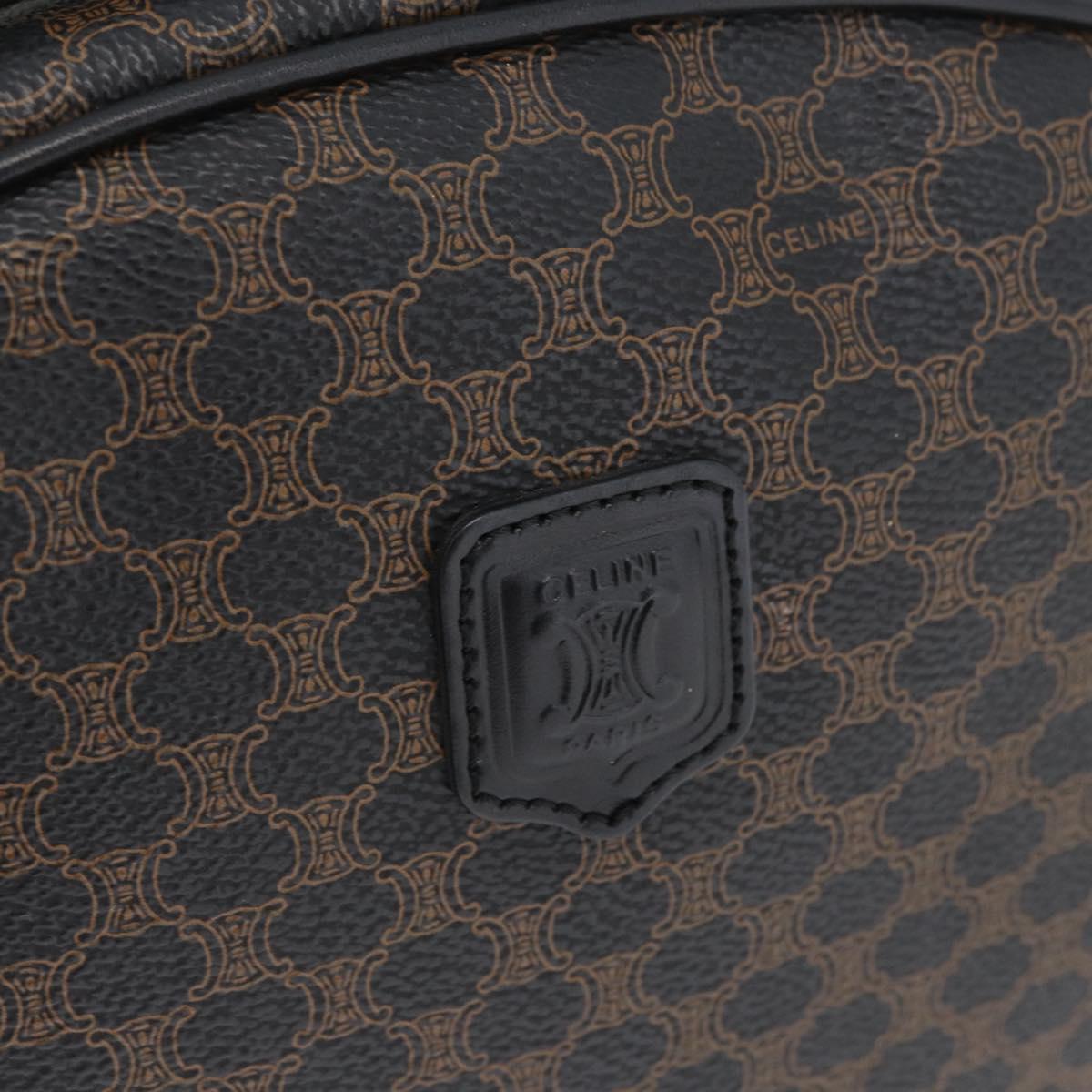 CELINE Macadam Canvas Hand Bag PVC Leather Black Gold Auth SW2171A