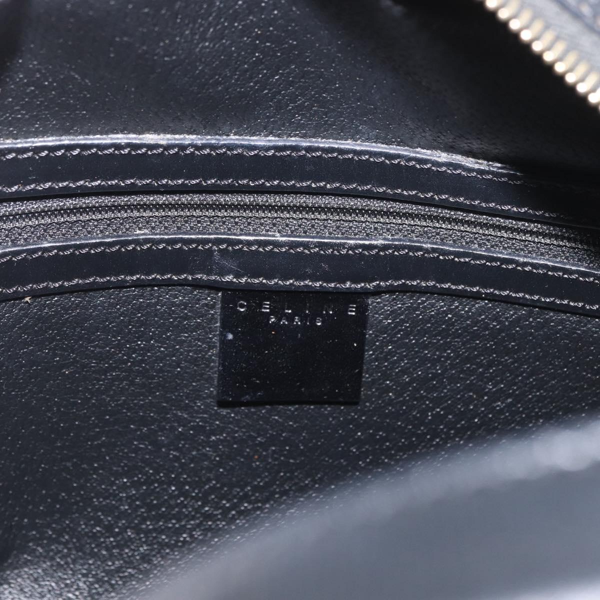 CELINE Macadam Canvas Hand Bag PVC Leather Black Gold Auth SW2171A