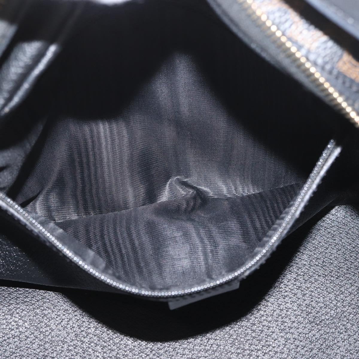 CELINE Macadam Canvas Hand Bag PVC Leather Black Gold Auth SW2171A