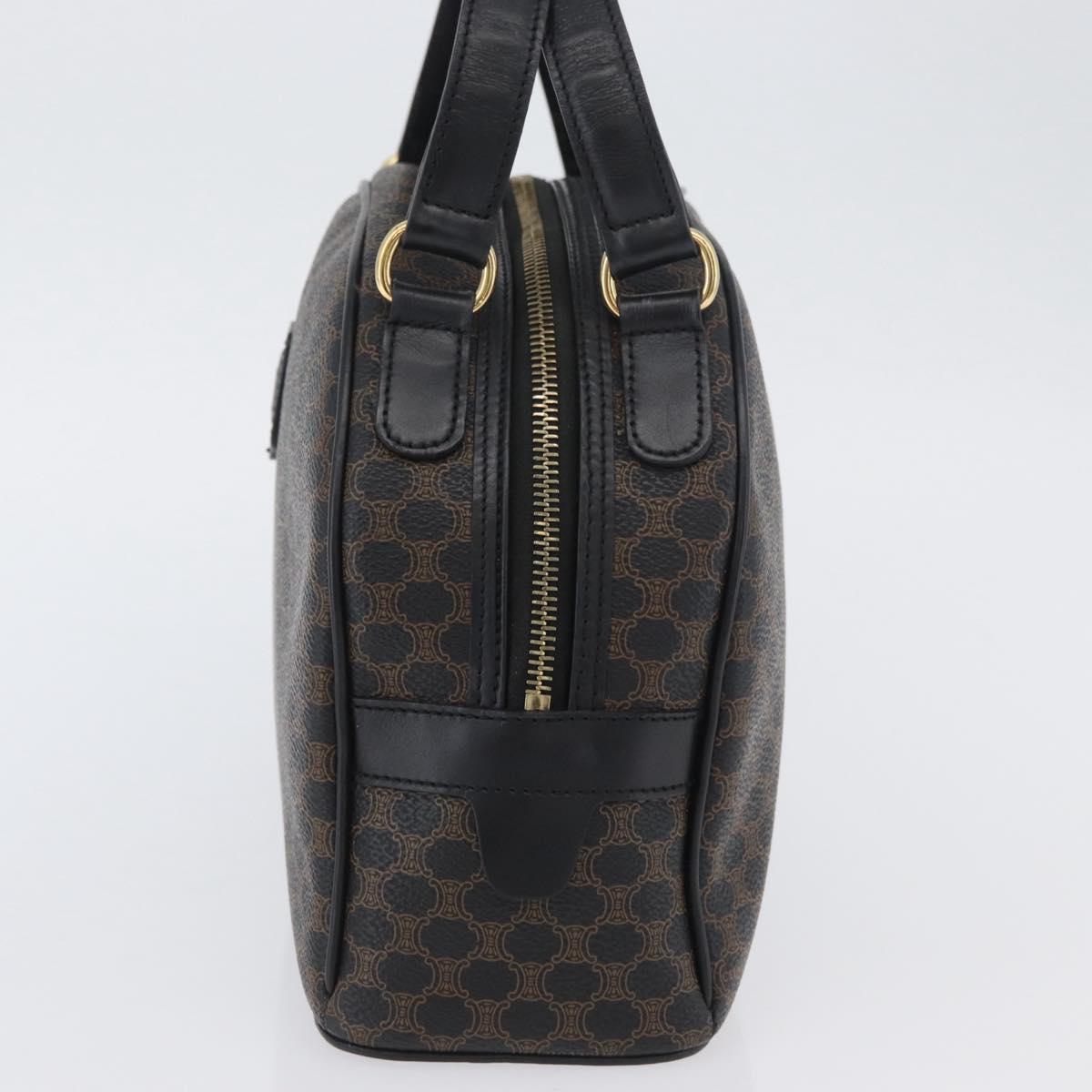 CELINE Macadam Canvas Hand Bag PVC Leather Black Gold Auth SW2171A