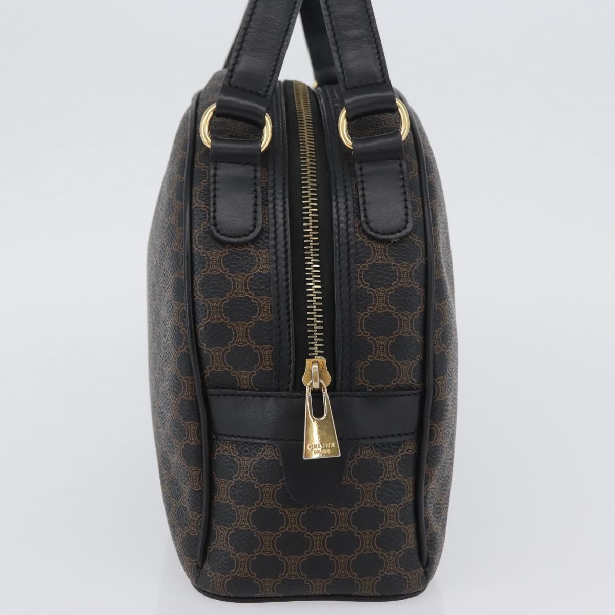 CELINE Macadam Canvas Hand Bag PVC Leather Black Gold Auth SW2171A