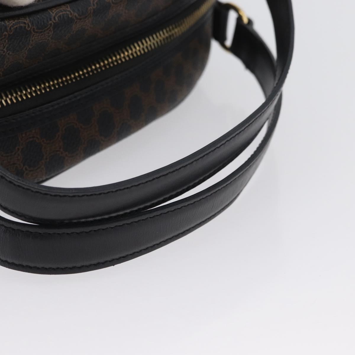 CELINE Macadam Canvas Hand Bag PVC Leather Black Gold Auth SW2171A