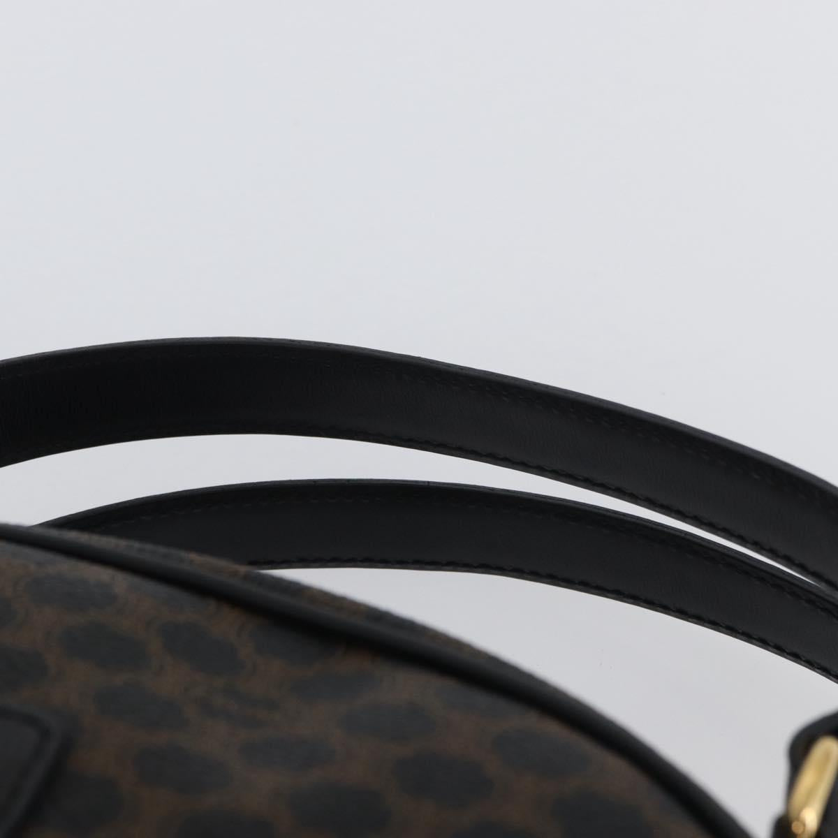 CELINE Macadam Canvas Hand Bag PVC Leather Black Gold Auth SW2171A