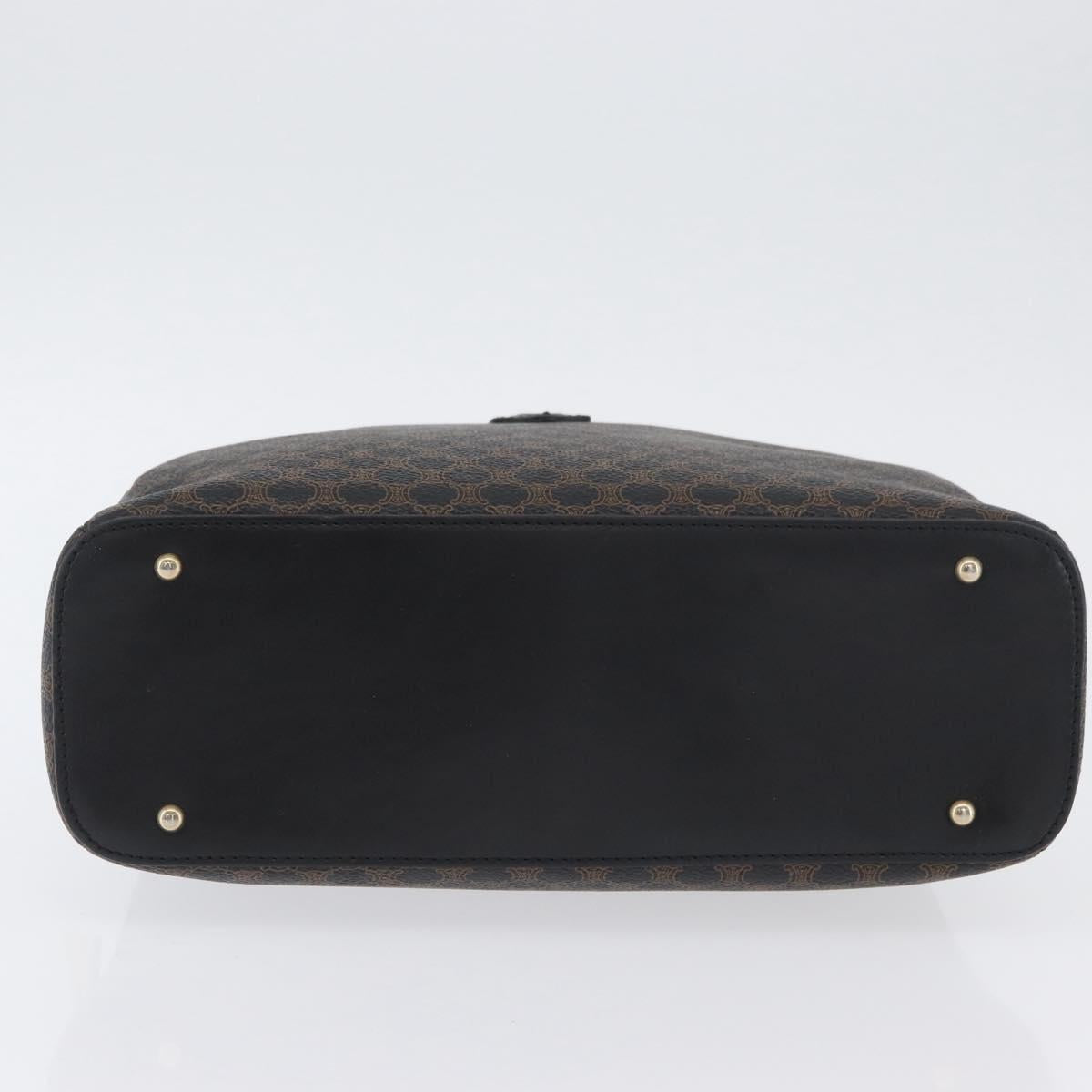 CELINE Macadam Canvas Hand Bag PVC Leather Black Gold Auth SW2171A