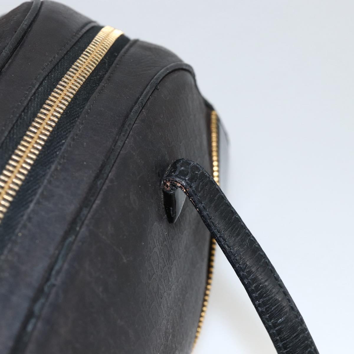 Christian Dior Trotter Canvas Hand Bag Black Gold Auth SW2172A