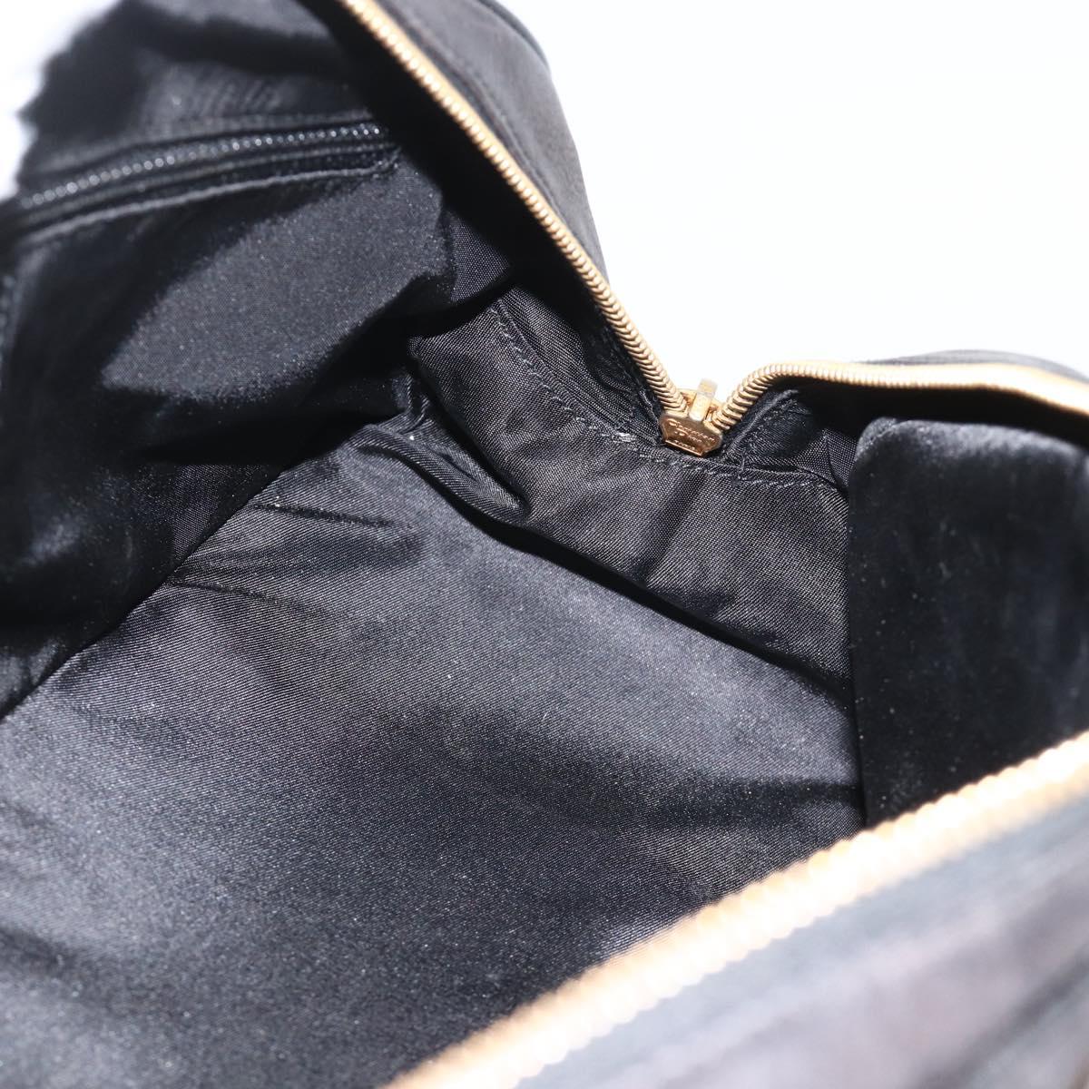 Christian Dior Trotter Canvas Hand Bag Black Gold Auth SW2172A