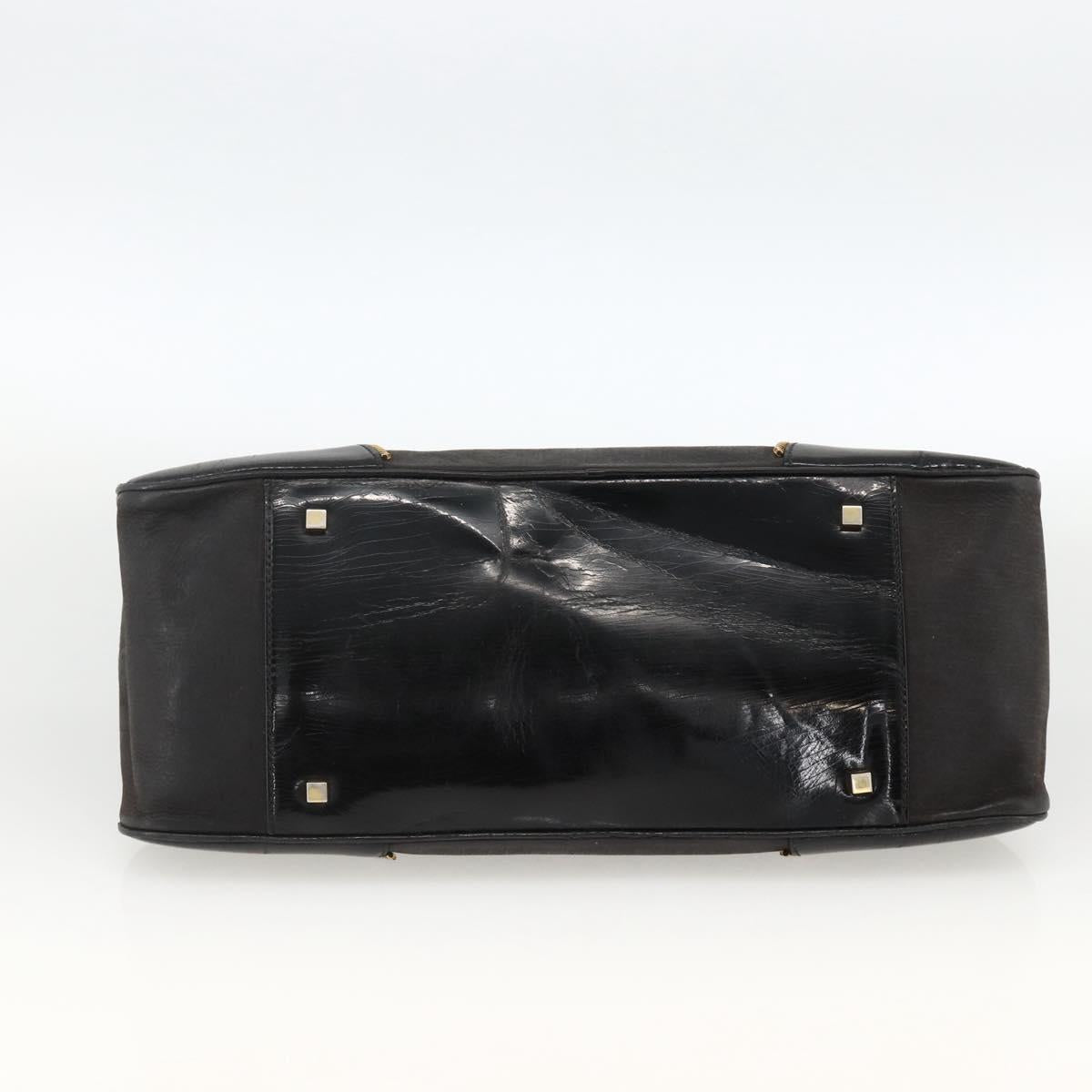 Christian Dior Trotter Canvas Hand Bag Black Gold Auth SW2172A