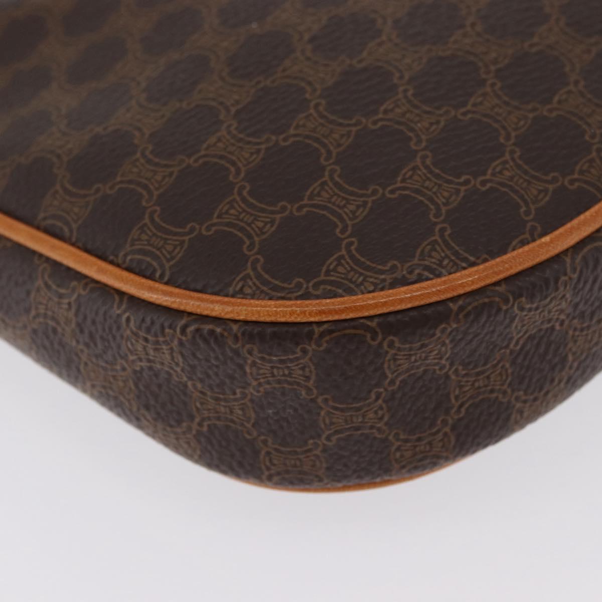 CELINE Macadam Canvas Hand Bag PVC Leather Brown Gold Auth SW2174A