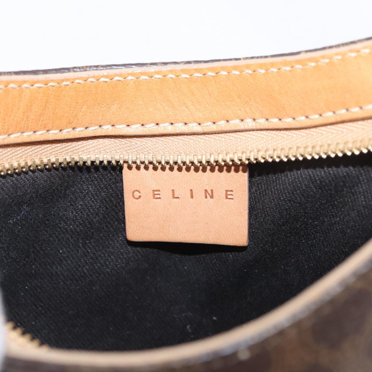 CELINE Macadam Canvas Hand Bag PVC Leather Brown Gold Auth SW2174A