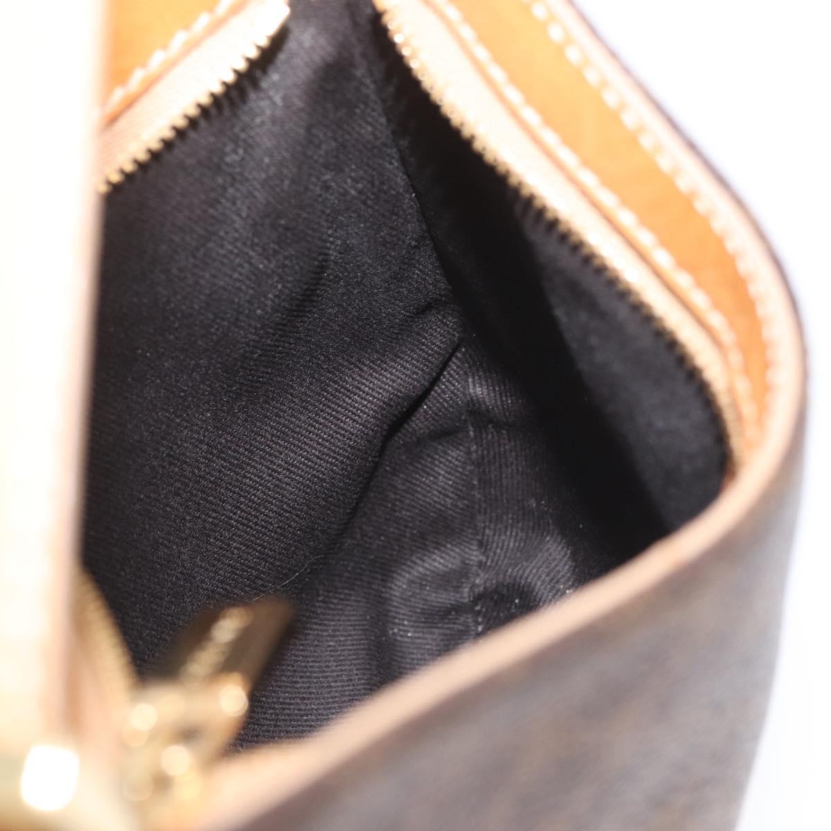 CELINE Macadam Canvas Hand Bag PVC Leather Brown Gold Auth SW2174A