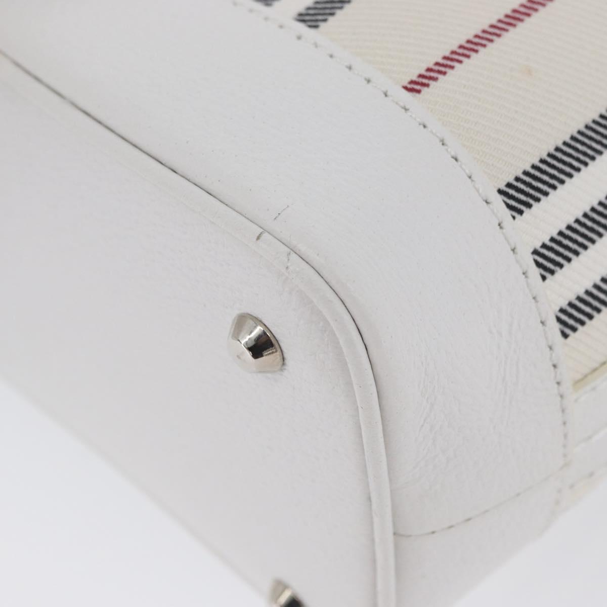 BURBERRY Nova Check Hand Bag Canvas Leather Silver White Auth SW2175