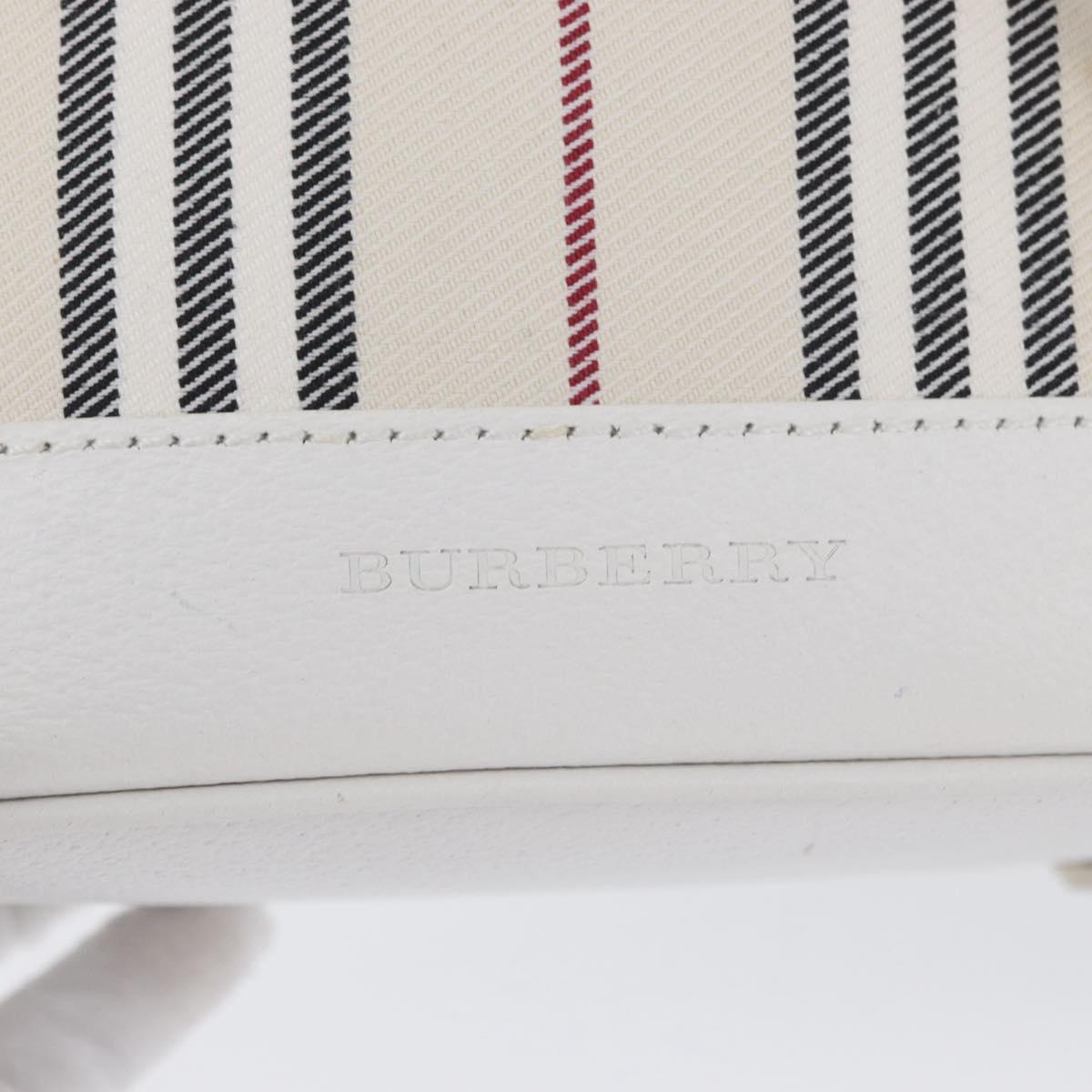 BURBERRY Nova Check Hand Bag Canvas Leather Silver White Auth SW2175