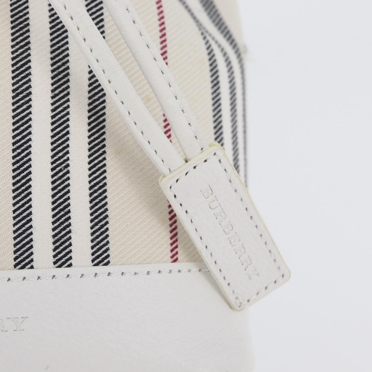 BURBERRY Nova Check Hand Bag Canvas Leather Silver White Auth SW2175