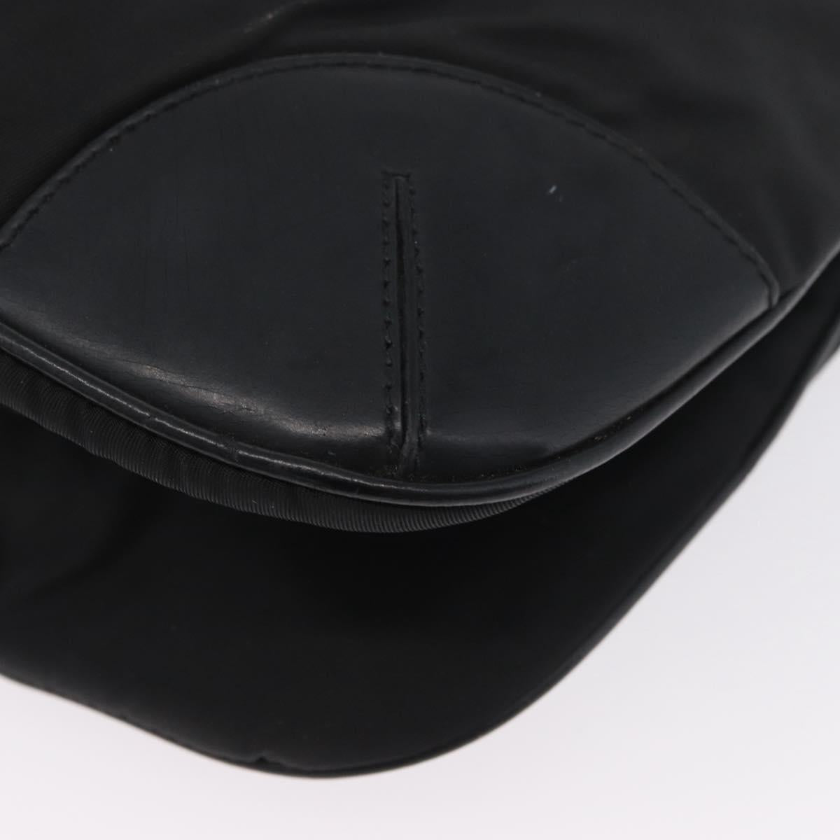 PRADA Shoulder Bag Nylon Leather Silver Black Auth SW2177A