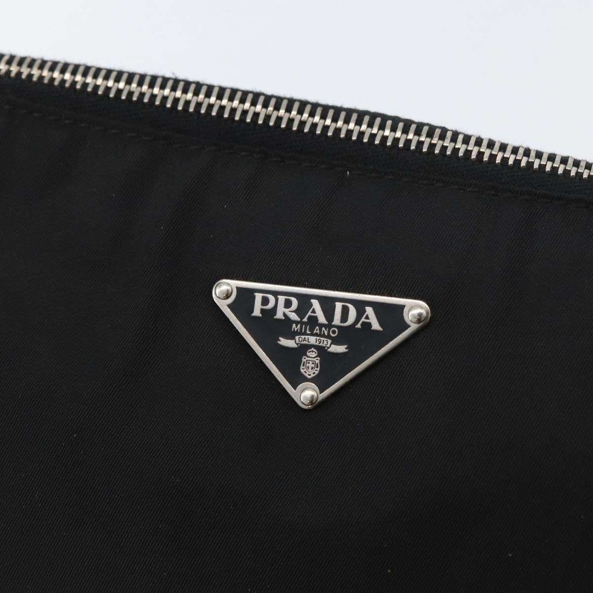 PRADA Shoulder Bag Nylon Leather Silver Black Auth SW2177A