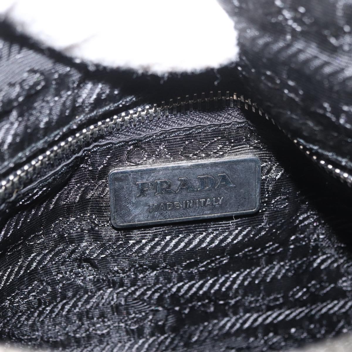 PRADA Shoulder Bag Nylon Leather Silver Black Auth SW2177A