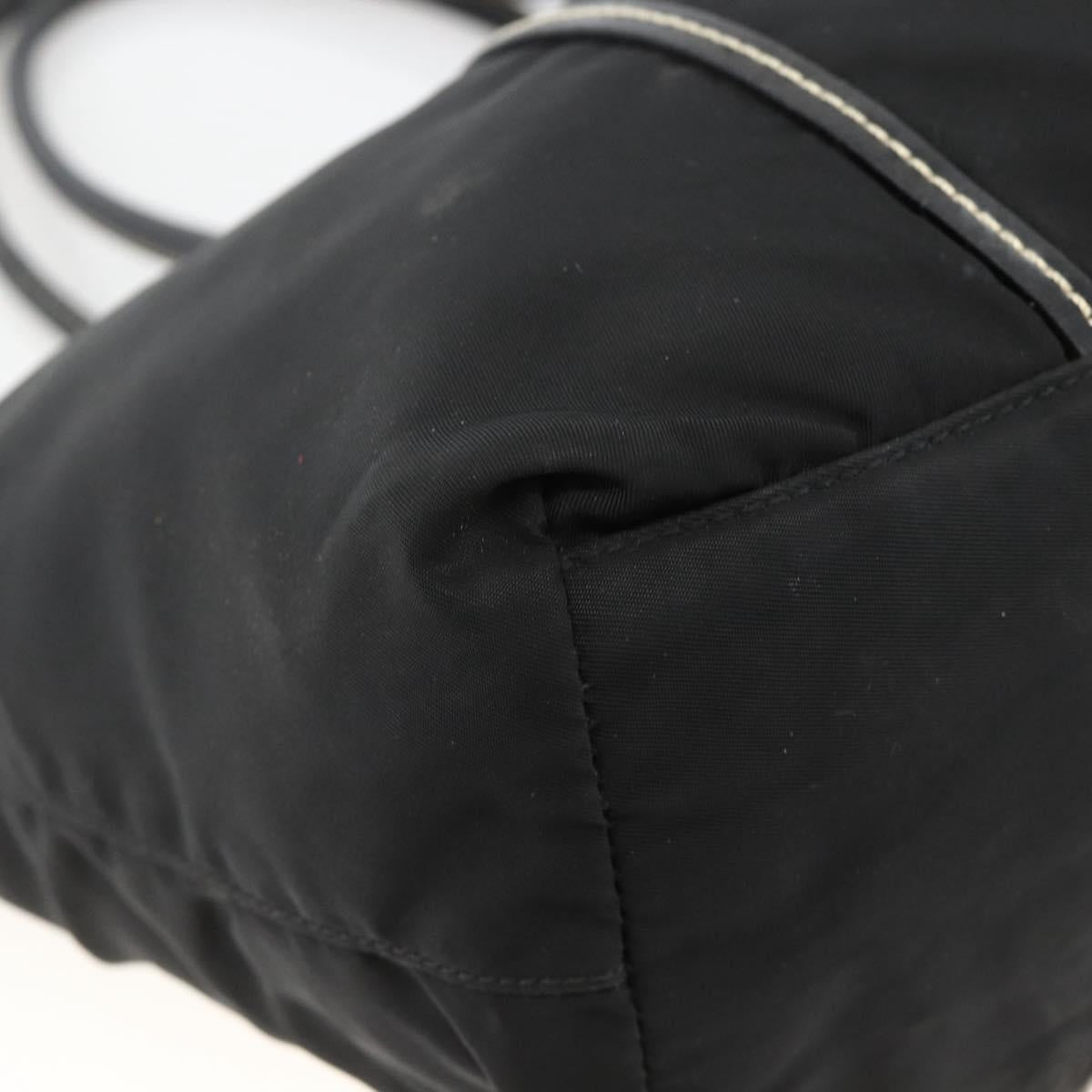 PRADA Hand Bag Nylon Leather Silver Black Auth SW2178