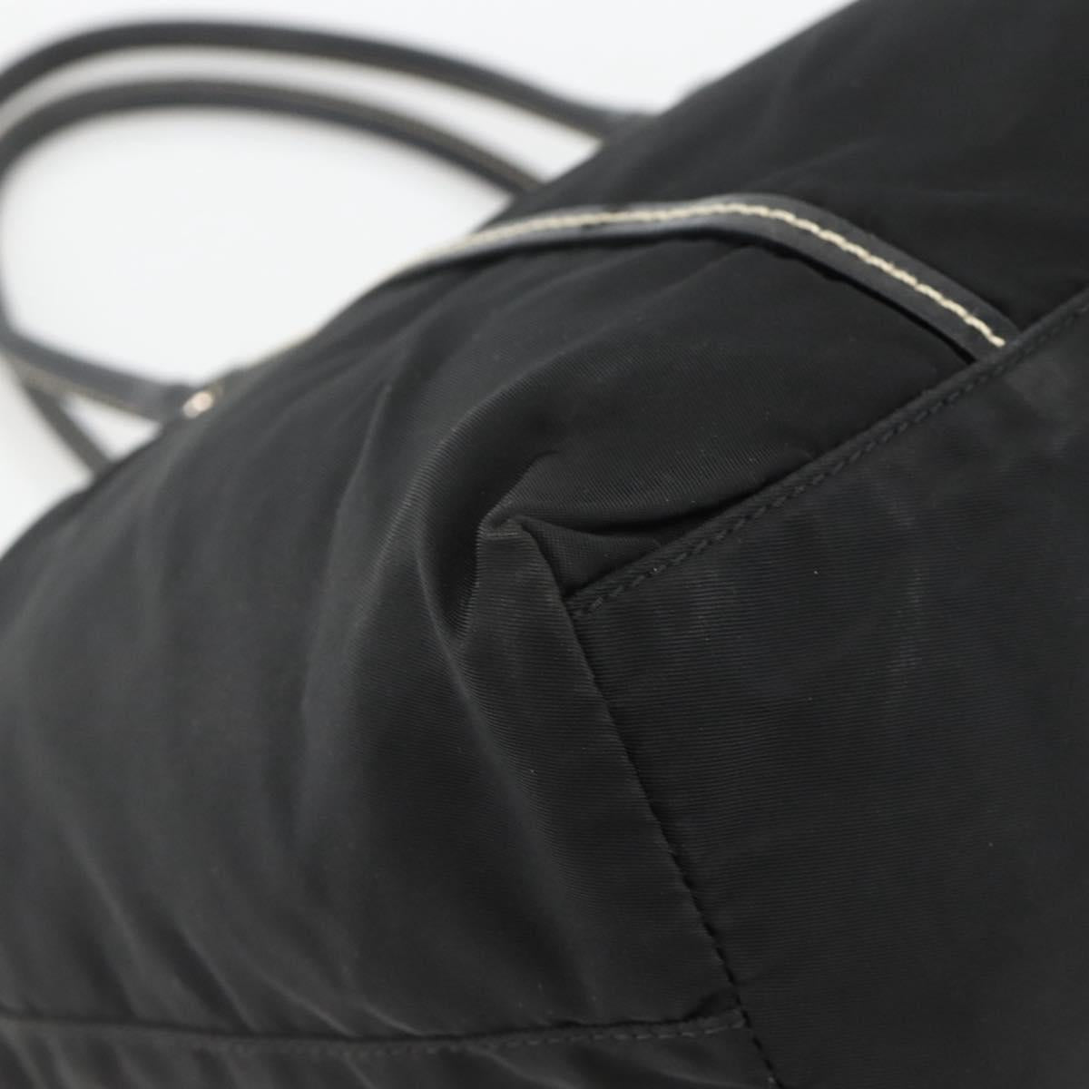 PRADA Hand Bag Nylon Leather Silver Black Auth SW2178