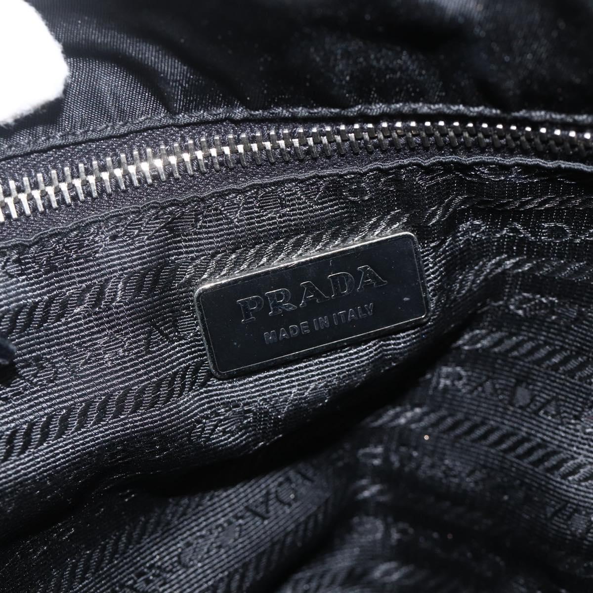 PRADA Hand Bag Nylon Leather Silver Black Auth SW2178
