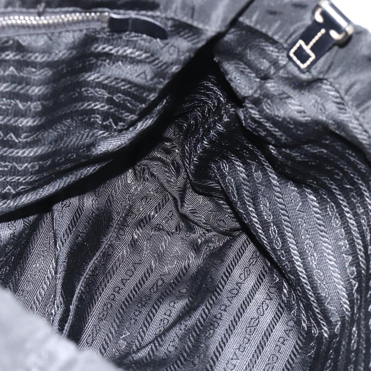 PRADA Hand Bag Nylon Leather Silver Black Auth SW2178