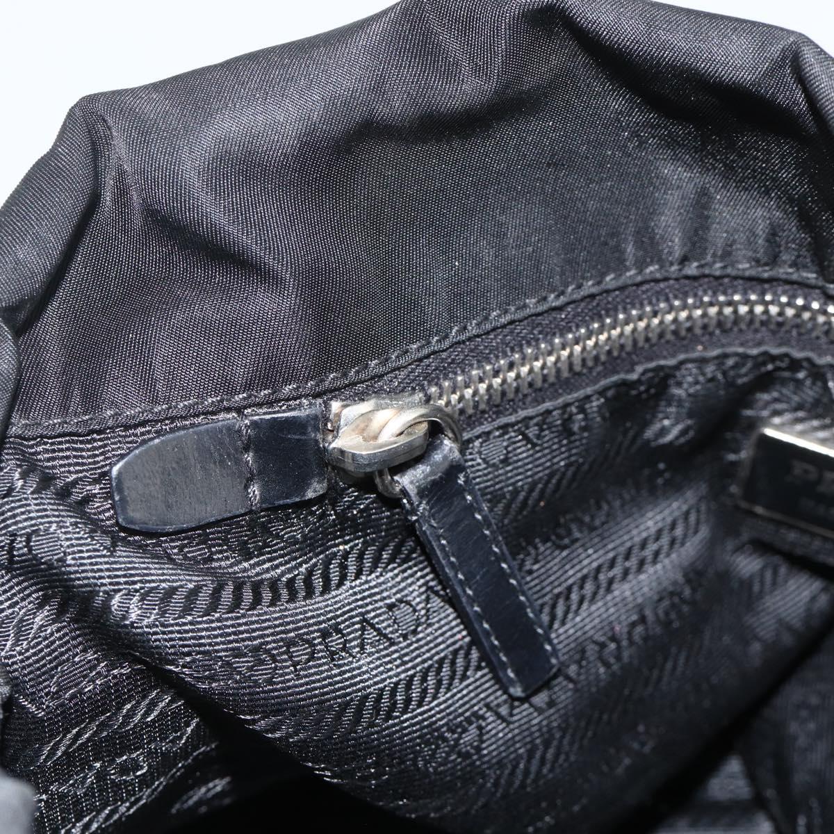 PRADA Hand Bag Nylon Leather Silver Black Auth SW2178