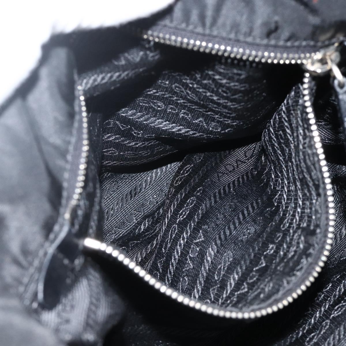 PRADA Hand Bag Nylon Leather Silver Black Auth SW2178